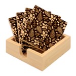 Pattern Forest Leaf Flower Motif Bamboo Coaster Set