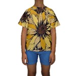 Colorful Seamless Floral Pattern Kids  Short Sleeve Swimwear