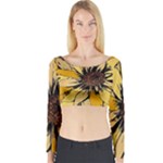 Colorful Seamless Floral Pattern Long Sleeve Crop Top