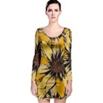 Colorful Seamless Floral Pattern Long Sleeve Bodycon Dress
