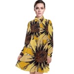 Colorful Seamless Floral Pattern Long Sleeve Chiffon Shirt Dress