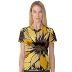 Colorful Seamless Floral Pattern V-Neck Sport Mesh T-Shirt