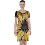 Colorful Seamless Floral Pattern Short Sleeve Nightdress