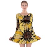 Colorful Seamless Floral Pattern Long Sleeve Skater Dress