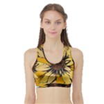 Colorful Seamless Floral Pattern Sports Bra with Border