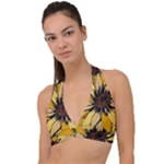 Colorful Seamless Floral Pattern Halter Plunge Bikini Top