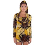 Colorful Seamless Floral Pattern Long Sleeve Hooded T-shirt