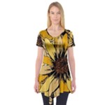Colorful Seamless Floral Pattern Short Sleeve Tunic 