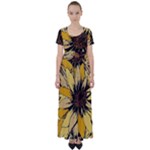 Colorful Seamless Floral Pattern High Waist Short Sleeve Maxi Dress