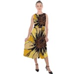 Colorful Seamless Floral Pattern Midi Tie-Back Chiffon Dress