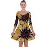 Colorful Seamless Floral Pattern Quarter Sleeve Skater Dress