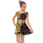 Colorful Seamless Floral Pattern Kids  Cap Sleeve Dress