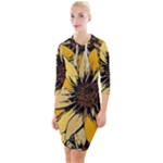 Colorful Seamless Floral Pattern Quarter Sleeve Hood Bodycon Dress
