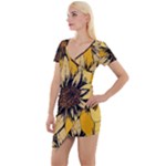 Colorful Seamless Floral Pattern Short Sleeve Asymmetric Mini Dress