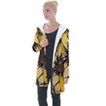 Colorful Seamless Floral Pattern Longline Hooded Cardigan
