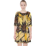 Colorful Seamless Floral Pattern Quarter Sleeve Pocket Dress