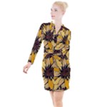 Colorful Seamless Floral Pattern Button Long Sleeve Dress