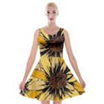 Colorful Seamless Floral Pattern Velvet Skater Dress