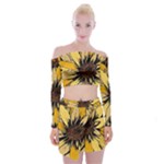 Colorful Seamless Floral Pattern Off Shoulder Top with Mini Skirt Set