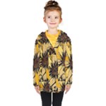 Colorful Seamless Floral Pattern Kids  Double Breasted Button Coat