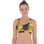 Colorful Seamless Floral Pattern Cross String Back Sports Bra
