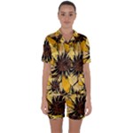 Colorful Seamless Floral Pattern Satin Short Sleeve Pajamas Set
