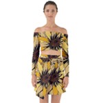 Colorful Seamless Floral Pattern Off Shoulder Top with Skirt Set