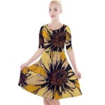 Colorful Seamless Floral Pattern Quarter Sleeve A-Line Dress