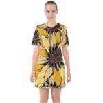 Colorful Seamless Floral Pattern Sixties Short Sleeve Mini Dress