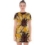 Colorful Seamless Floral Pattern Drop Hem Mini Chiffon Dress