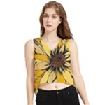 Colorful Seamless Floral Pattern V-Neck Cropped Tank Top