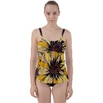 Colorful Seamless Floral Pattern Twist Front Tankini Set