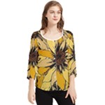 Colorful Seamless Floral Pattern Chiffon Quarter Sleeve Blouse