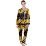 Colorful Seamless Floral Pattern Women s Long Sleeve Satin Pajamas Set	