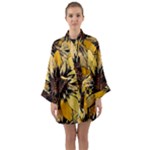 Colorful Seamless Floral Pattern Long Sleeve Satin Kimono