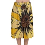 Colorful Seamless Floral Pattern Velvet Flared Midi Skirt