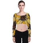Colorful Seamless Floral Pattern Velvet Long Sleeve Crop Top