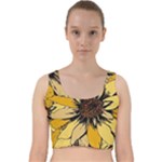 Colorful Seamless Floral Pattern Velvet Racer Back Crop Top