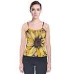 Colorful Seamless Floral Pattern Velvet Spaghetti Strap Top