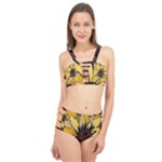 Colorful Seamless Floral Pattern Cage Up Bikini Set