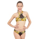 Colorful Seamless Floral Pattern High Neck Bikini Set