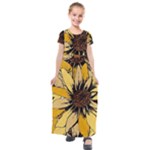 Colorful Seamless Floral Pattern Kids  Short Sleeve Maxi Dress