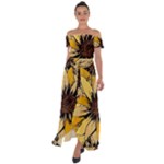 Colorful Seamless Floral Pattern Off Shoulder Open Front Chiffon Dress