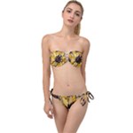 Colorful Seamless Floral Pattern Twist Bandeau Bikini Set