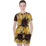 Colorful Seamless Floral Pattern Women s T-Shirt and Shorts Set