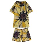 Colorful Seamless Floral Pattern Kids  Swim T-Shirt and Shorts Set