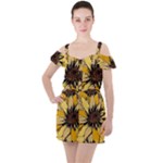 Colorful Seamless Floral Pattern Ruffle Cut Out Chiffon Playsuit