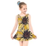 Colorful Seamless Floral Pattern Kids  Skater Dress Swimsuit