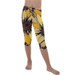 Colorful Seamless Floral Pattern Kids  Lightweight Velour Capri Leggings 