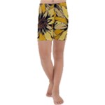 Colorful Seamless Floral Pattern Kids  Lightweight Velour Capri Yoga Leggings